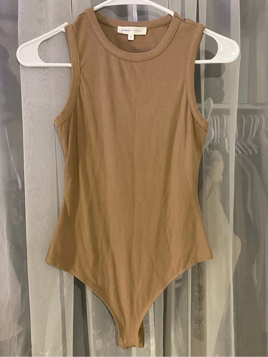 Home Essentials Tops - Bohome Essentials Ribbed Sleeveless Bodysuit in Tan